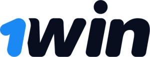 A blue logo with a black background